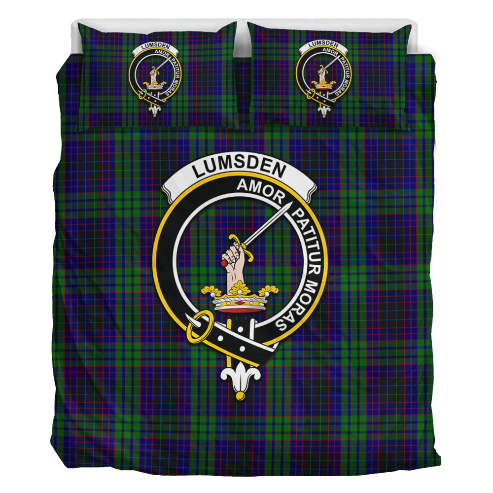 Lumsden Green Tartan Bedding Set with Family Crest - Tartan Vibes Clothing