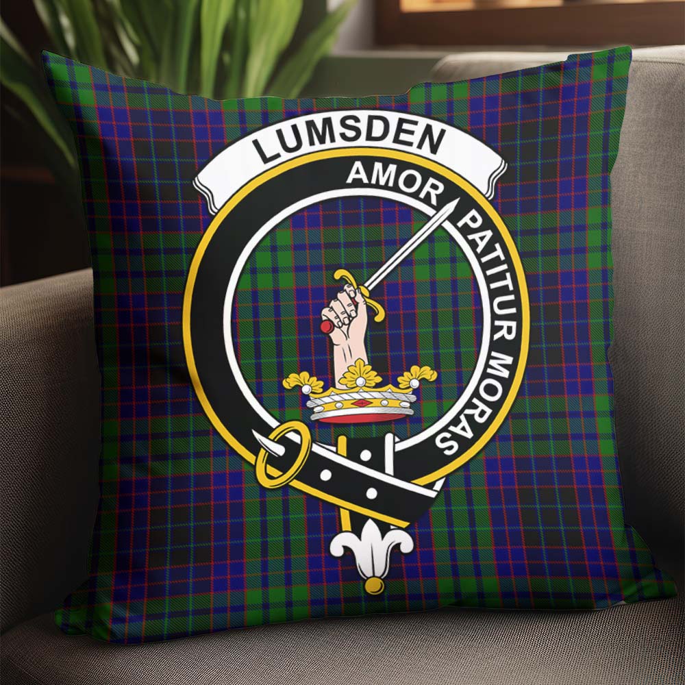 Lumsden Green Tartan Pillow Cover with Family Crest - Tartanvibesclothing