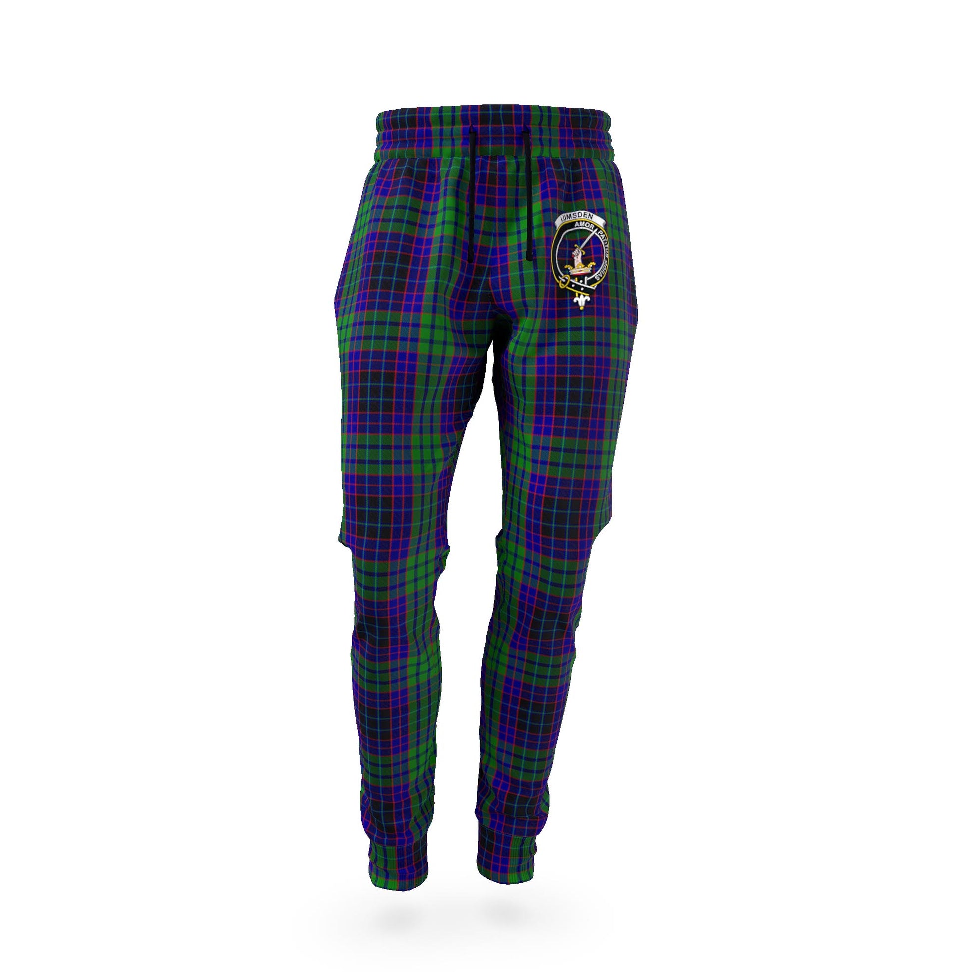 Lumsden Green Tartan Joggers Pants with Family Crest - Tartan Vibes Clothing