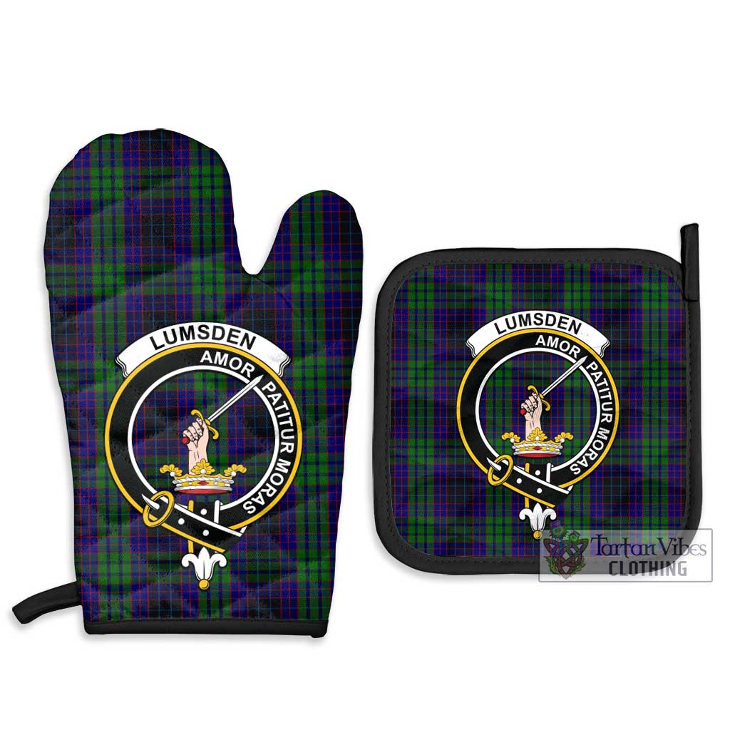 Tartan Vibes Clothing Lumsden Green Tartan Combo Oven Mitt & Pot-Holder with Family Crest