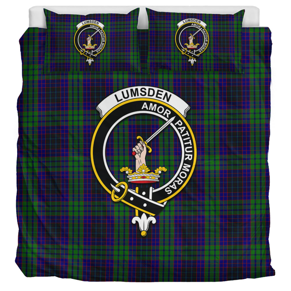 Lumsden Green Tartan Bedding Set with Family Crest UK Bedding Set UK Super King 104*94 inch - Tartan Vibes Clothing