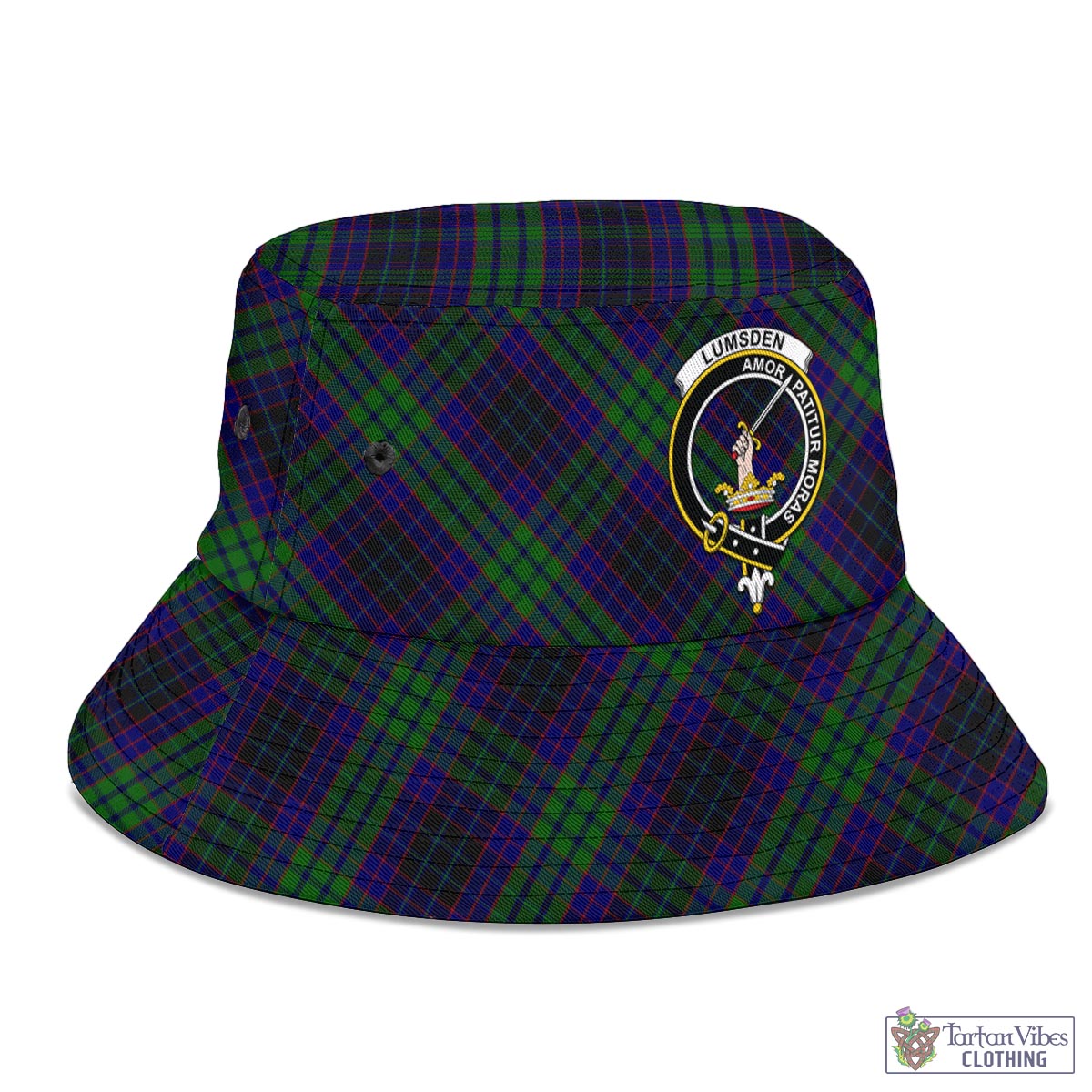 Tartan Vibes Clothing Lumsden Green Tartan Bucket Hat with Family Crest