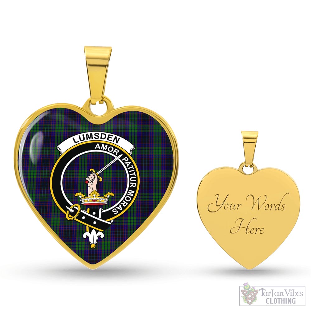 Tartan Vibes Clothing Lumsden Green Tartan Heart Necklace with Family Crest