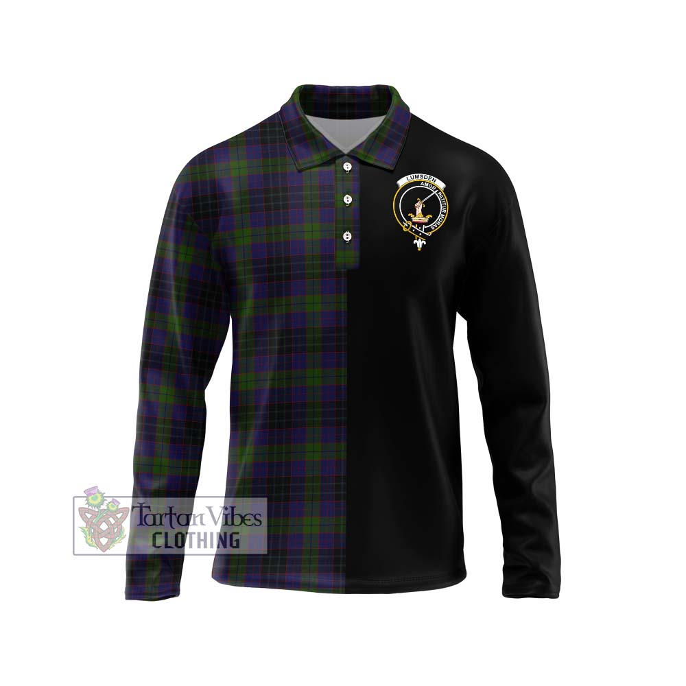 Lumsden Hunting Tartan Long Sleeve Polo Shirt with Family Crest and Half Of Me Style Unisex - Tartanvibesclothing Shop