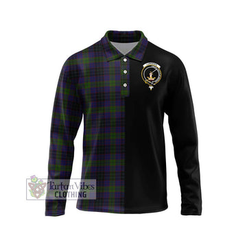 Lumsden Hunting Tartan Long Sleeve Polo Shirt with Family Crest and Half Of Me Style