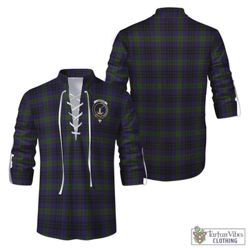 Lumsden Hunting Tartan Men's Scottish Traditional Jacobite Ghillie Kilt Shirt with Family Crest