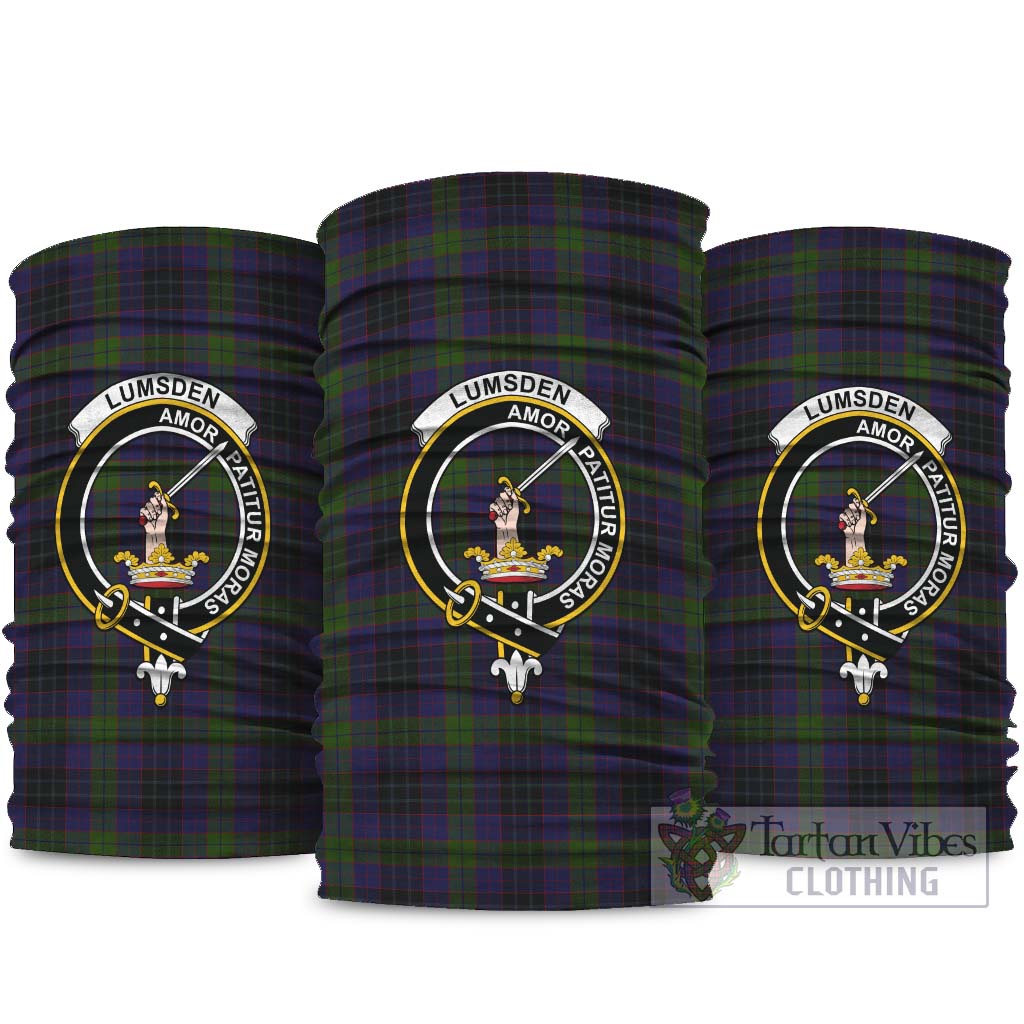 Lumsden Hunting Tartan Neck Gaiters, Tartan Bandanas, Tartan Head Band with Family Crest