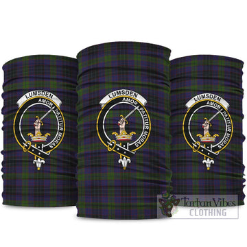 Lumsden Hunting Tartan Neck Gaiters, Tartan Bandanas, Tartan Head Band with Family Crest