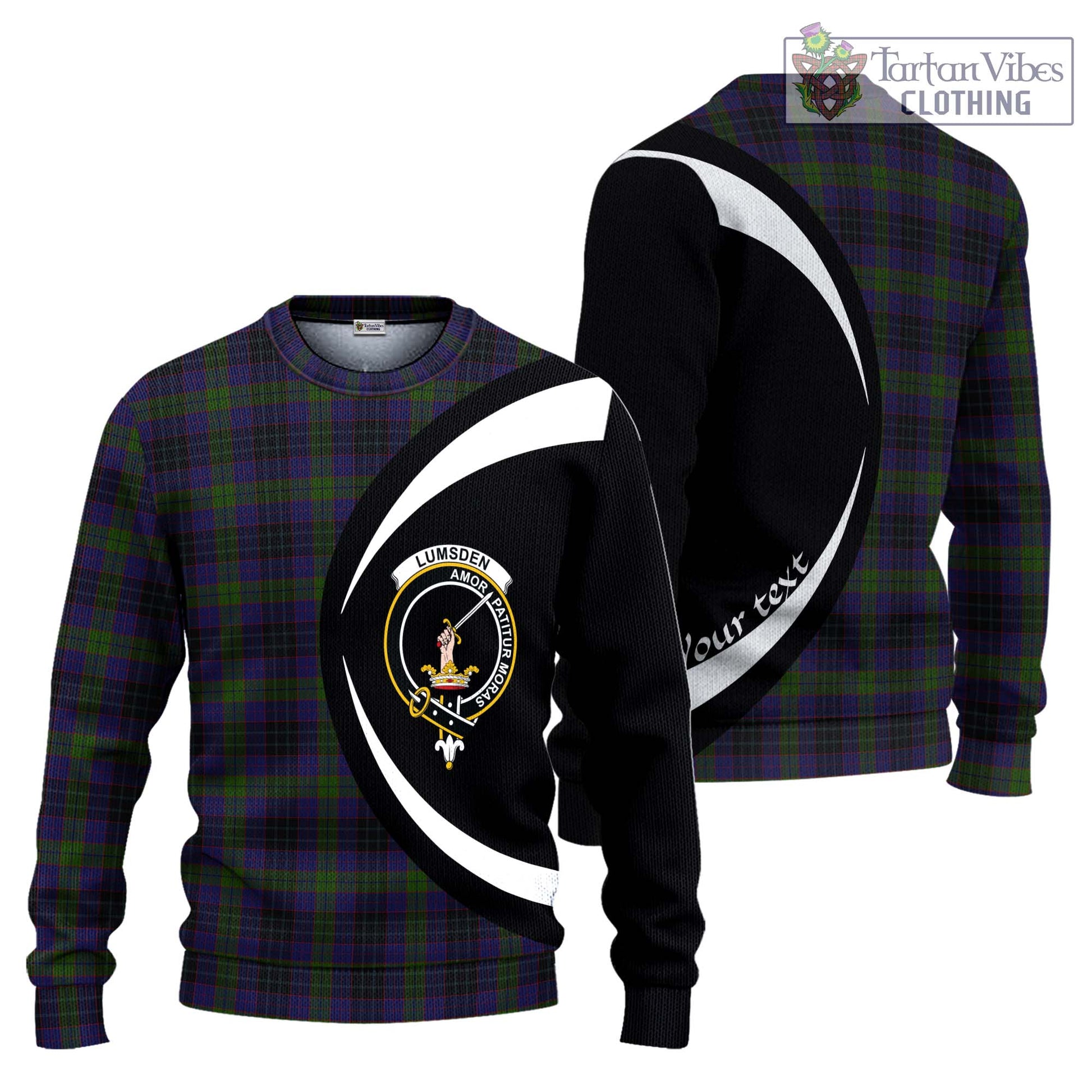 Lumsden Hunting Tartan Ugly Sweater with Family Crest Circle Style Unisex - Tartan Vibes Clothing