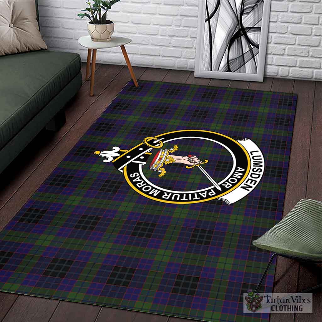 Tartan Vibes Clothing Lumsden Hunting Tartan Area Rug with Family Crest