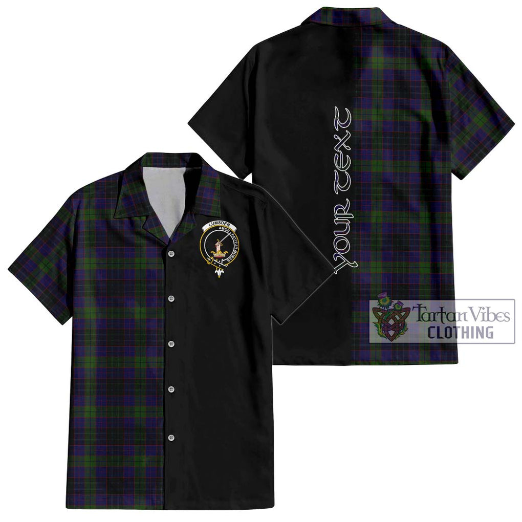 Lumsden Hunting Tartan Short Sleeve Button Shirt with Family Crest and Half Of Me Style Kid - Tartanvibesclothing Shop