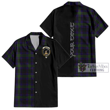 Lumsden Hunting Tartan Short Sleeve Button Shirt with Family Crest and Half Of Me Style