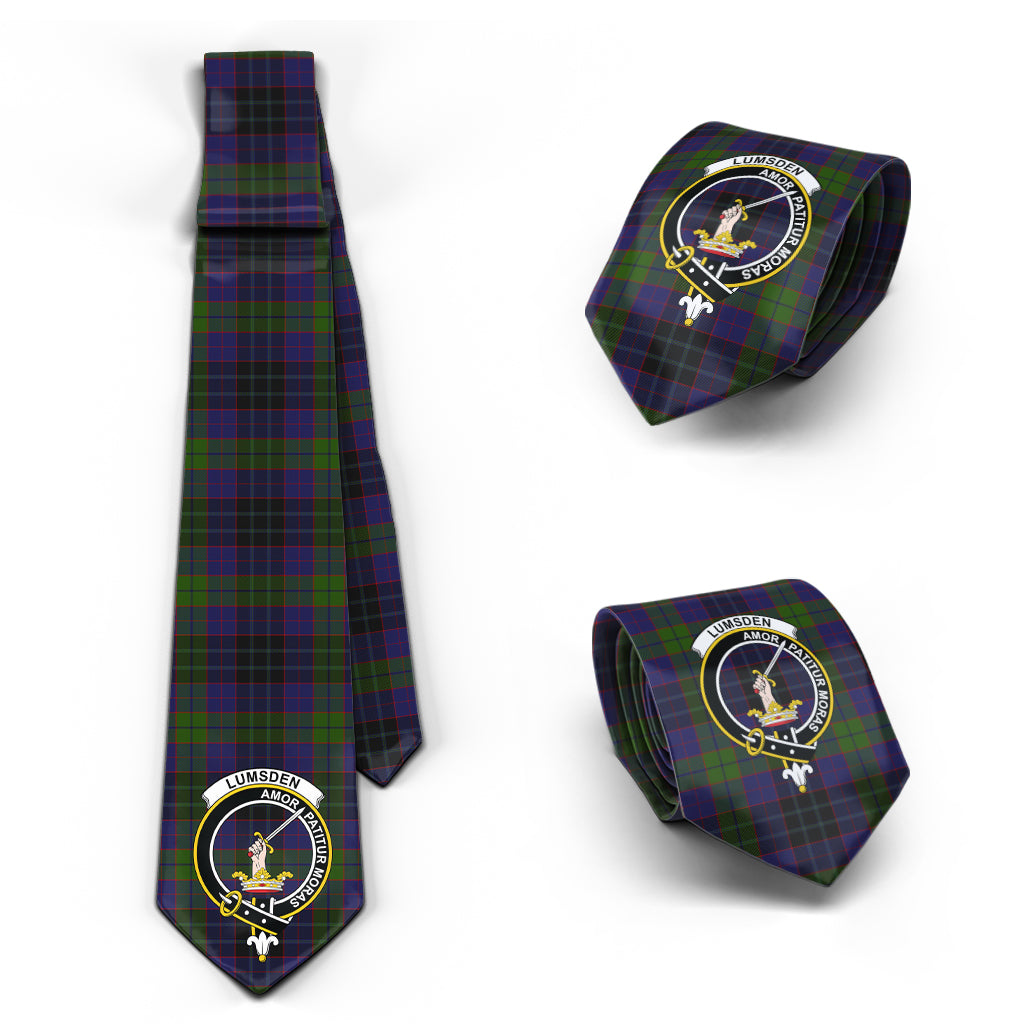 Lumsden Hunting Tartan Classic Necktie with Family Crest Necktie One Size - Tartan Vibes Clothing