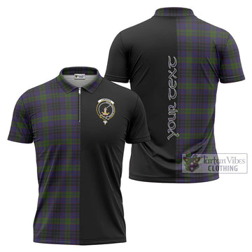 Lumsden Hunting Tartan Zipper Polo Shirt with Family Crest and Half Of Me Style