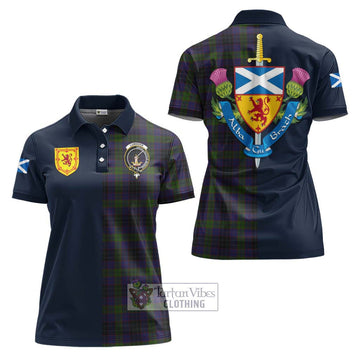 Lumsden Hunting Tartan Women's Polo Shirt Alba with Scottish Lion Royal Arm Half Style