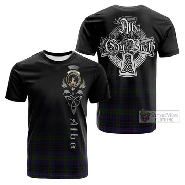 Lumsden Hunting Tartan Cotton T-shirt Featuring Alba Gu Brath Family Crest Celtic Inspired