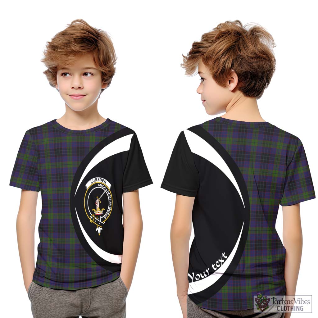 Tartan Vibes Clothing Lumsden Hunting Tartan Kid T-Shirt with Family Crest Circle Style