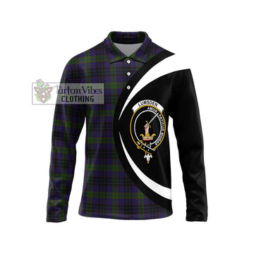 Lumsden Hunting Tartan Long Sleeve Polo Shirt with Family Crest Circle Style