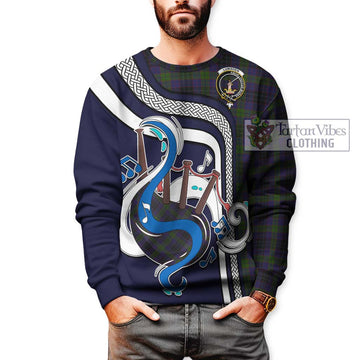 Lumsden Hunting Tartan Sweatshirt with Epic Bagpipe Style