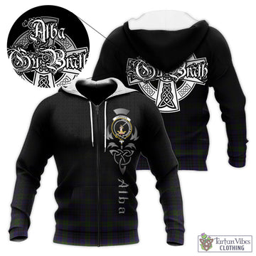 Lumsden Hunting Tartan Knitted Hoodie Featuring Alba Gu Brath Family Crest Celtic Inspired