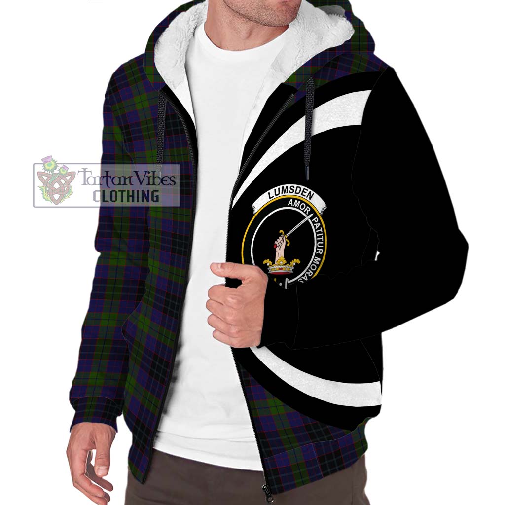 Lumsden Hunting Tartan Sherpa Hoodie with Family Crest Circle Style Unisex S - Tartan Vibes Clothing