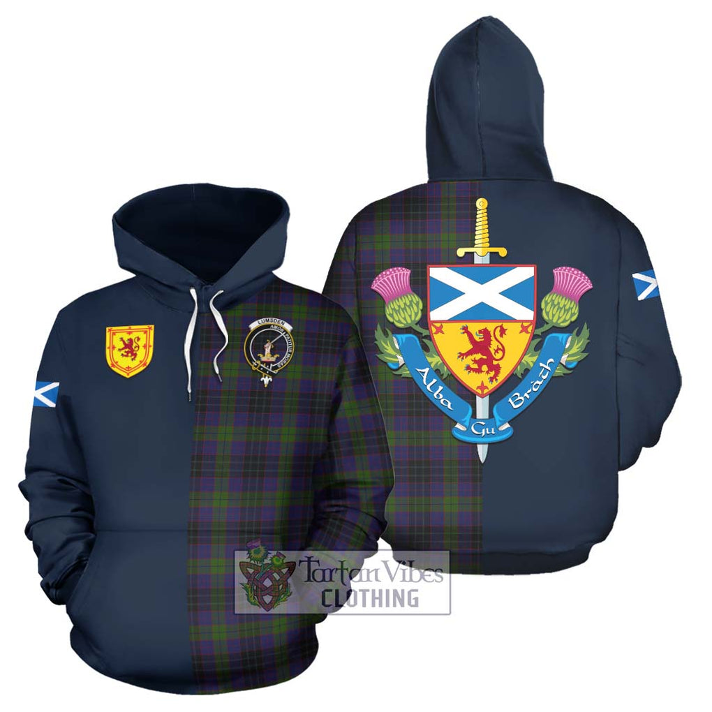 Tartan Vibes Clothing Lumsden Hunting Tartan Hoodie with Scottish Lion Royal Arm Half Style