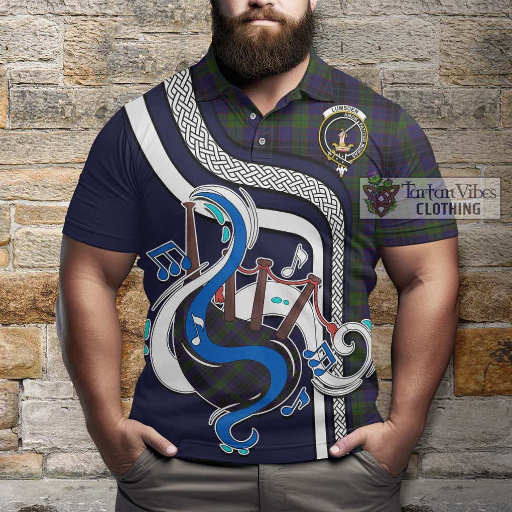 Tartan Vibes Clothing Lumsden Hunting Tartan Polo Shirt with Epic Bagpipe Style