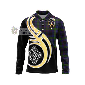 Lumsden Hunting Tartan Long Sleeve Polo Shirt with Family Crest and Celtic Symbol Style