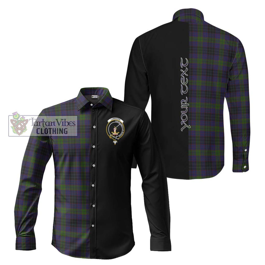 Lumsden Hunting Tartan Long Sleeve Button Shirt with Family Crest and Half Of Me Style Men's Shirt S - Tartanvibesclothing Shop