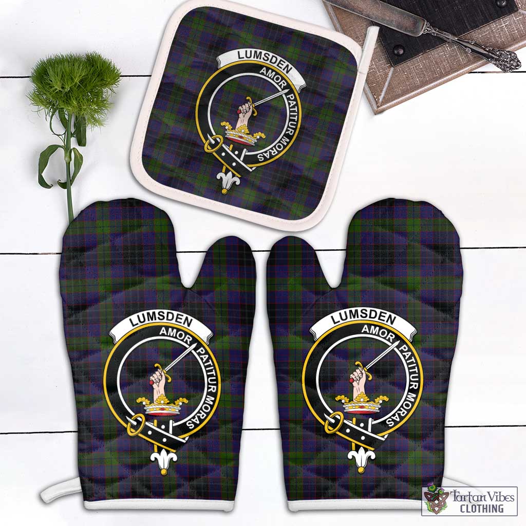 Tartan Vibes Clothing Lumsden Hunting Tartan Combo Oven Mitt & Pot-Holder with Family Crest