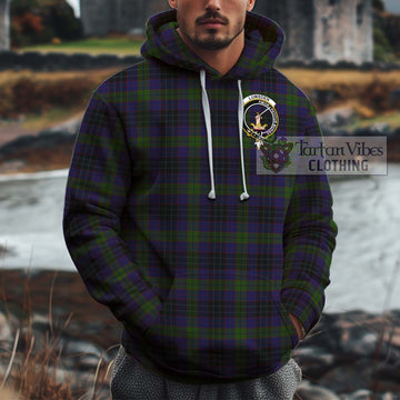 Lumsden Hunting Tartan Cotton Hoodie with Family Crest