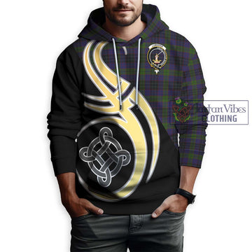 Lumsden Hunting Tartan Hoodie with Family Crest and Celtic Symbol Style