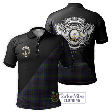 Lumsden Hunting Tartan Polo Shirt with Family Crest and Military Logo Style