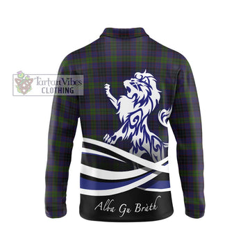 Lumsden Hunting Tartan Long Sleeve Polo Shirt with Alba Gu Brath Regal Lion Emblem