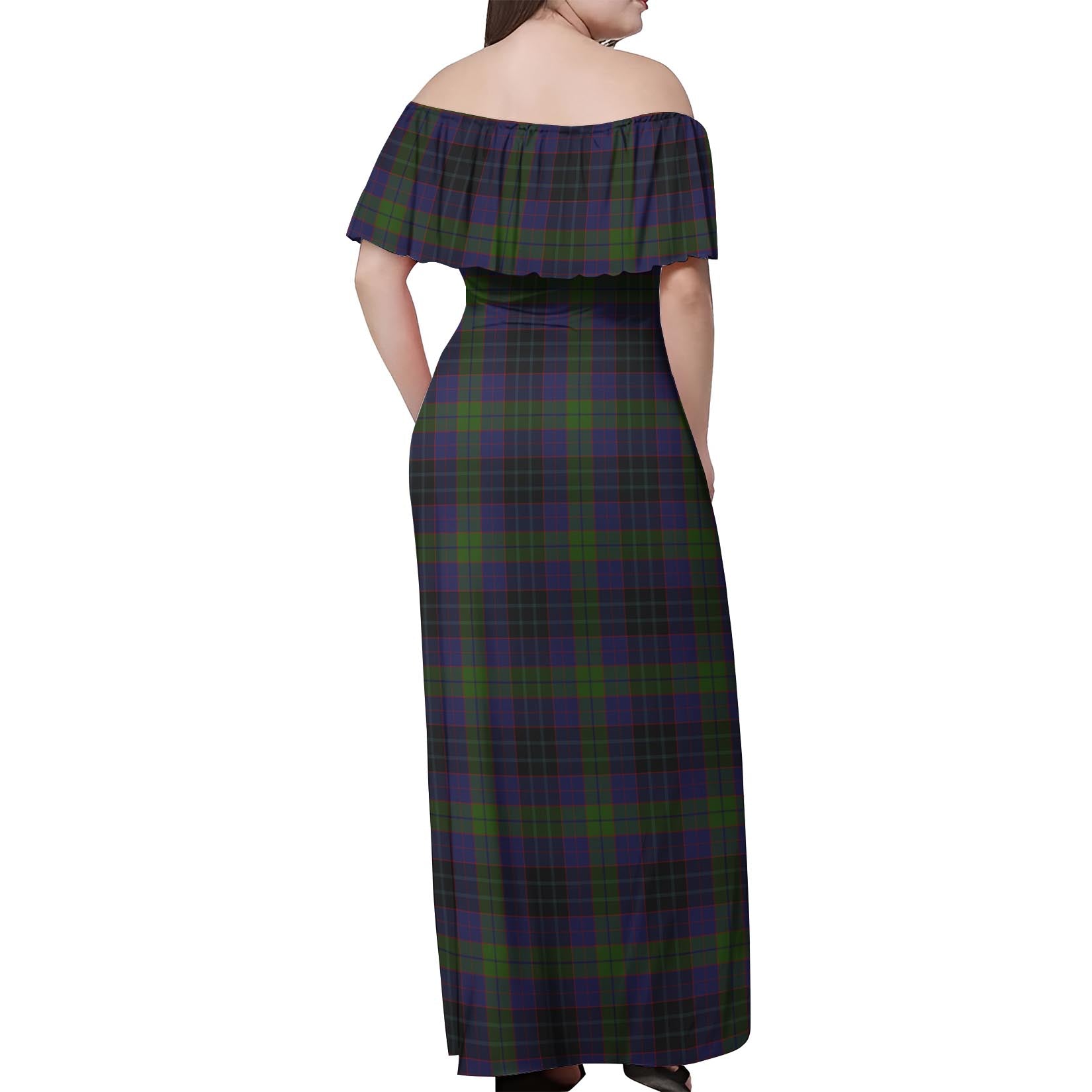 Lumsden Hunting Tartan Off Shoulder Long Dress - Tartanvibesclothing