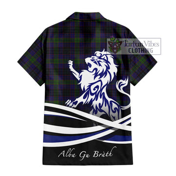 Lumsden Hunting Tartan Short Sleeve Button Shirt with Alba Gu Brath Regal Lion Emblem