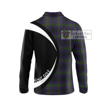 Lumsden Hunting Tartan Long Sleeve Polo Shirt with Family Crest Circle Style