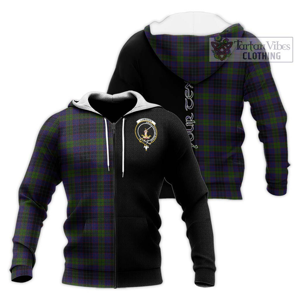 Lumsden Hunting Tartan Knitted Hoodie with Family Crest and Half Of Me Style Unisex Knitted Zip Hoodie - Tartanvibesclothing Shop