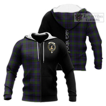 Lumsden Hunting Tartan Knitted Hoodie with Family Crest and Half Of Me Style