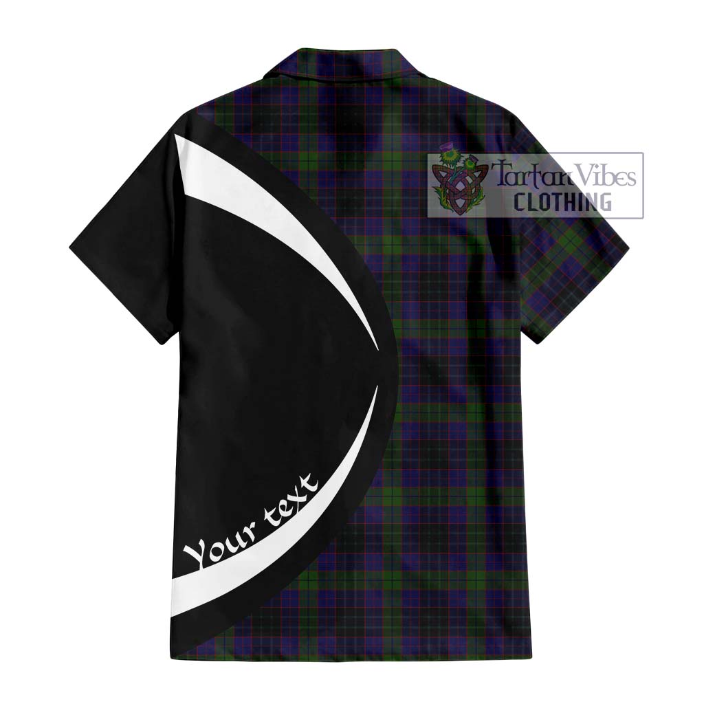 Lumsden Hunting Tartan Short Sleeve Button Up with Family Crest Circle Style - Tartan Vibes Clothing