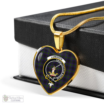 Lumsden Hunting Tartan Heart Necklace with Family Crest