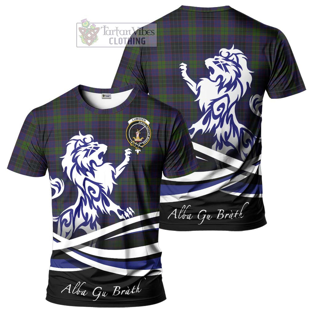 Tartan Vibes Clothing Lumsden Hunting Tartan Cotton T-shirt with Alba Gu Brath Regal Lion Emblem