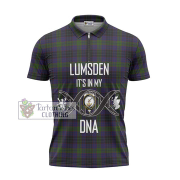 Lumsden Hunting Tartan Zipper Polo Shirt with Family Crest DNA In Me Style