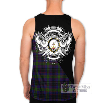 Lumsden Hunting Tartan Men's Tank Top with Family Crest and Military Logo Style