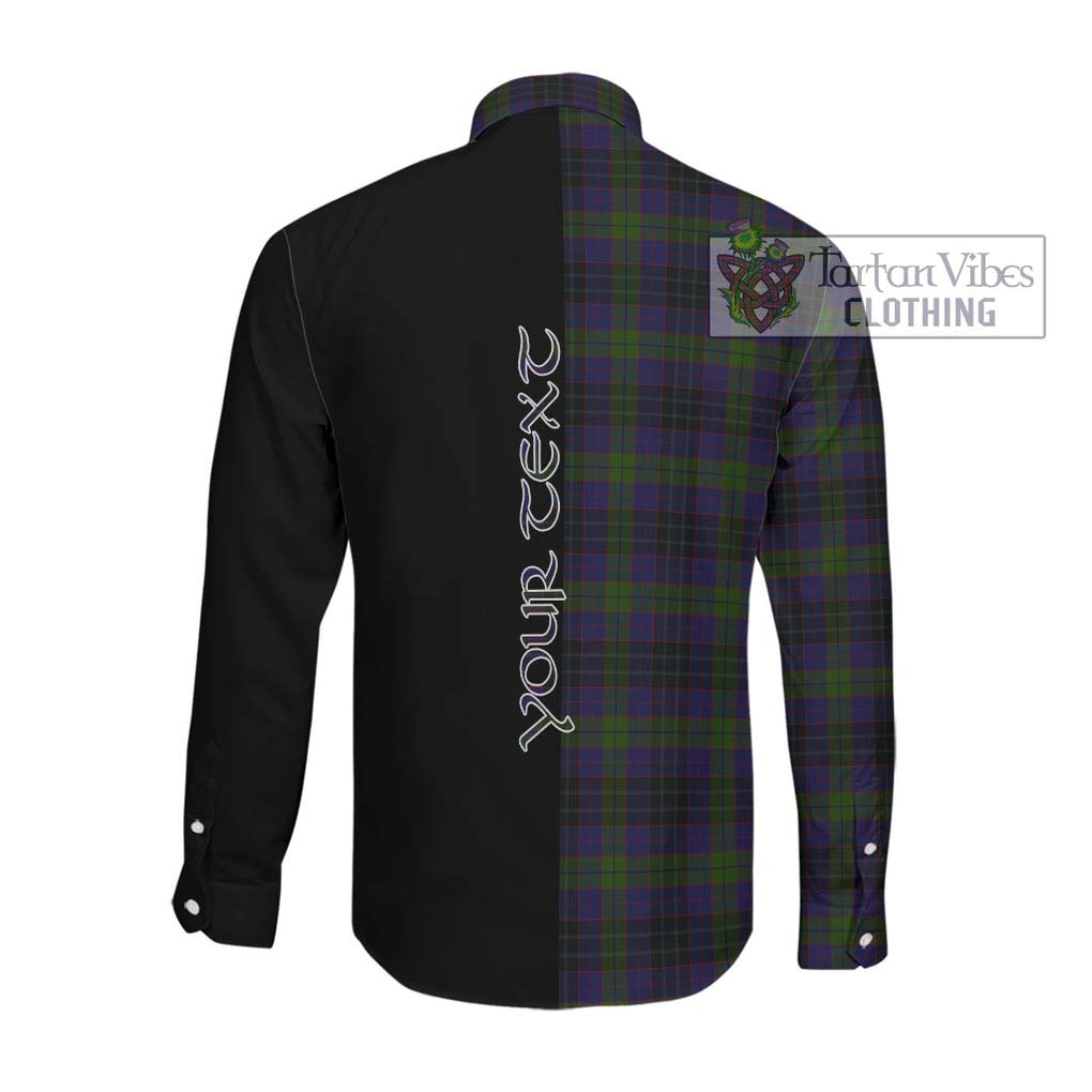 Lumsden Hunting Tartan Long Sleeve Button Shirt with Family Crest and Half Of Me Style Men's Shirt - Tartanvibesclothing Shop