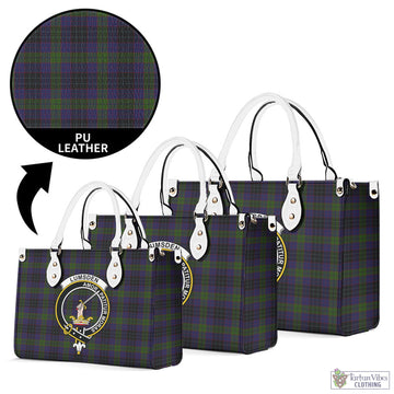 Lumsden Hunting Tartan Luxury Leather Handbags with Family Crest