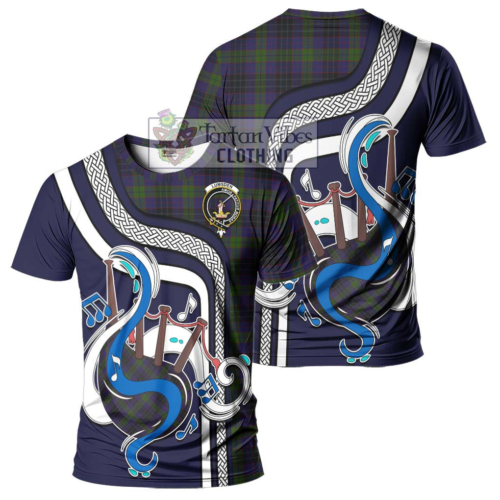 Lumsden Hunting Tartan T-Shirt with Epic Bagpipe Style - Tartanvibesclothing Shop