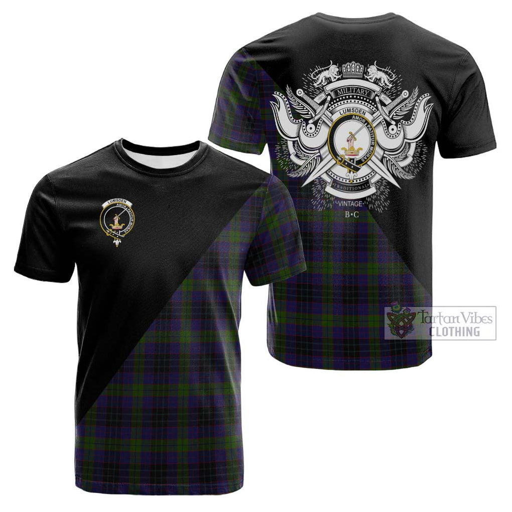 Tartan Vibes Clothing Lumsden Hunting Tartan Cotton T-shirt with Family Crest and Military Logo Style