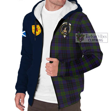 Lumsden Hunting Tartan Sherpa Hoodie Alba with Scottish Lion Royal Arm Half Style