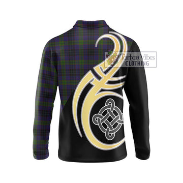 Lumsden Hunting Tartan Long Sleeve Polo Shirt with Family Crest and Celtic Symbol Style